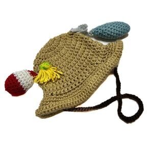 Homemade Mini Crochet Fisherman Hat Accessory Headpiece Multicolor Knit Cabin